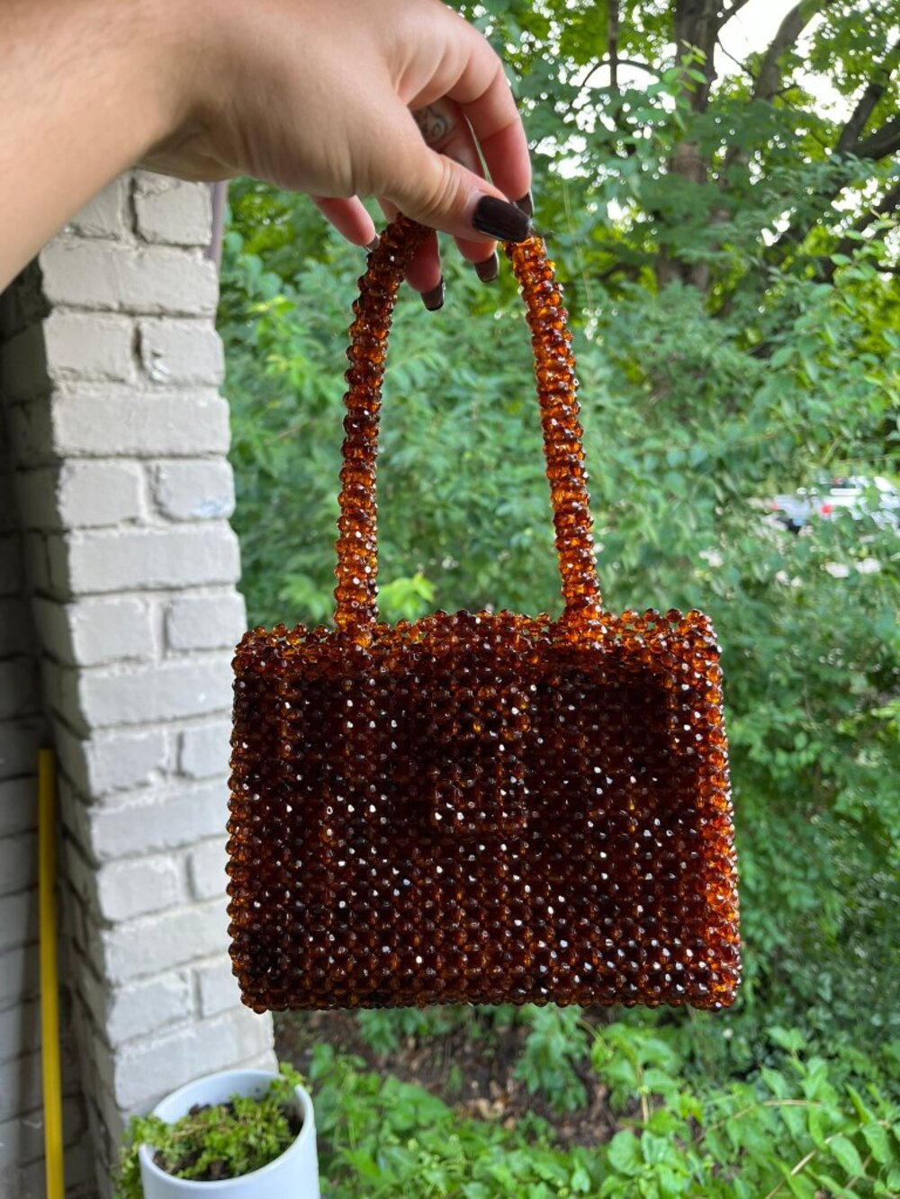 Amber Beaded Mini Handbag